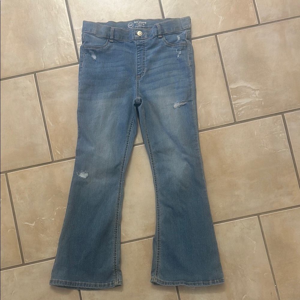 Wonder Nation Blue Flared Jeans with Distressed Look